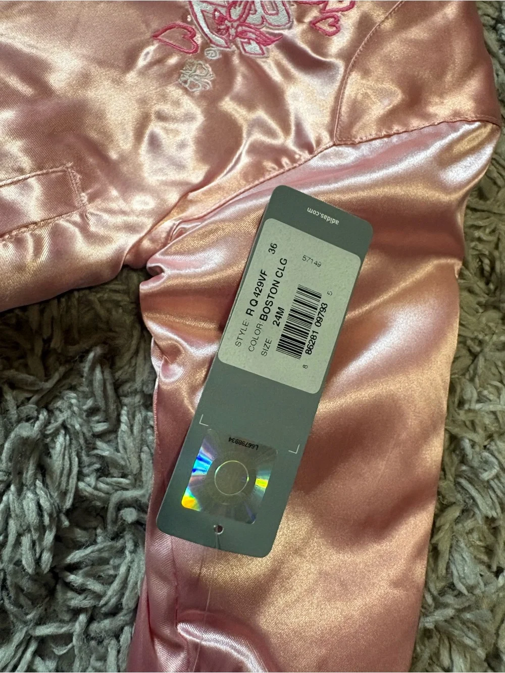 adidas Light Pink Satin Kids' Bomber Jacket